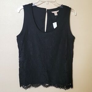 Banana Republic Black Lace Sleeveless Blouse